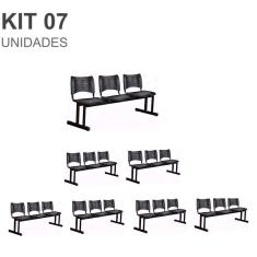Imagem de Kit 07 Cadeiras Longarinas PLÁSTICAS 03 Lugares – Cor PRETA – 23023