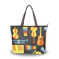 Imagem de ColourLife Bolsa de ombro com alça superior, instrumentos musicais, bolsa de ombro para mulheres e meninas, Multicolorido., Medium