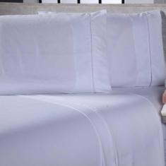 Imagem de Jogo De Cama Lençol Casal Queen Sofist Ponto Palito 400 Fios Toque Macio 03 Peças - Branco