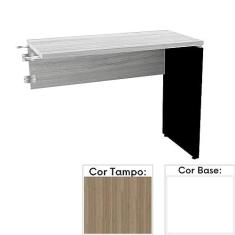 Imagem de Mesa de Escritório Complemento 90 x 45 cm Pé Painel Pe25 em Mdp Cor Noce Naturalle e Base Branca