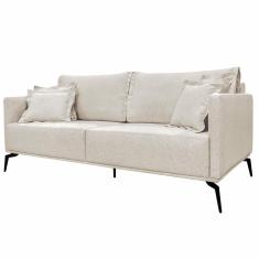 Imagem de Sofá Decorativo 3 Lugares 200cm Pés em Aço Stagno Linho Pérola - Gran Belo