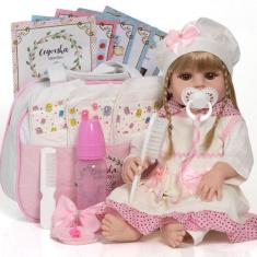 Imagem de Boneca Tipo Reborn Princesa Laura 100% Silicone E Acessórios - Cegonha