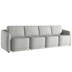 Imagem de Sofá Cama Casal para Sala 436cm Polska K04 Linho Cinza - Mpozenato