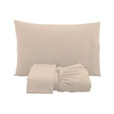 Imagem de Jogo De Lençol Solteiro 03 Peças 100% Algodão Percal 250 Fios Ponto Pa