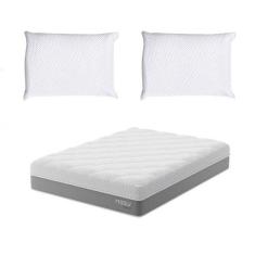 Imagem de Colchão King Sublime Mola Ensacada e Espuma Viscoelástica (32x193x203) Cinza e Branco com 2 Travesseiros Guldi Soft Nasa Branco