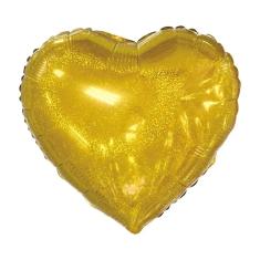 Imagem de Balão Metalizado Coração Holográfico Ouro - 20 Polegadas