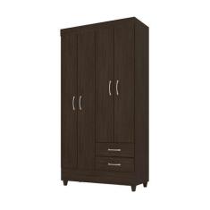 Imagem de Guarda Roupa de Solteiro 4 Portas Astral Ébano - Mercado dos Móveis