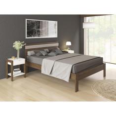 Imagem de Cama de Casal para Colchão 138 x 188 cm Multimóveis CR35013 Nogal/Branca