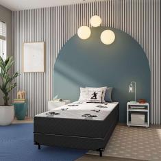 Imagem de Cama Box Solteiro Conjugada Verona D28 Ortopédico Floral E Preta