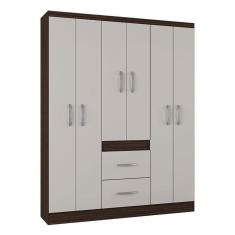 Imagem de Guarda Roupa Casal Milão 6 Portas Chocolate Off White - Poquema
