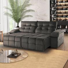 Imagem de Sofá Retrátil e Reclinável 290cm 2 Lugares M122  Cinza Escuro
