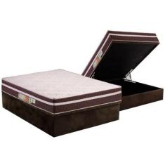 Imagem de Cama Box Baú Casal: Colchão Ortopédico Polar D28 Orthoface Vip + Base 