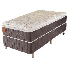 Imagem de Cama Box Solteiro King (Box + Colchão) 96X203X71 Safira Prorelax Molas Ensacadas Pillow Top Viscoelástico - Cinza