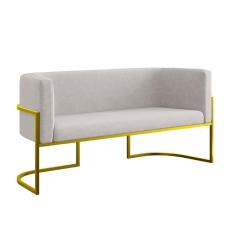 Imagem de Sofá Namoradeira 2 Lugares Moderna Base Metal Gold Balaqui Bege