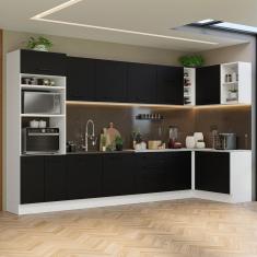 Imagem de Armário De Cozinha Completa De Canto 499cm Branco/preto Agata Madesa 01 Branco/preto