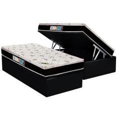 Imagem de Cama Box Baú Solteiro: Colchão Espuma Luckspuma D33 / AG65 Aspen Super Firme + Base crc Suede Black(88x188)