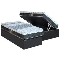 Imagem de Cama Box Baú Solteiro: Colchão System Class One Face + Base Crc Suede Gray(88x188)