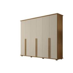 Imagem de Guarda-Roupa 6 Portas 5 Gavetas Estrela Cinamomo/Off White  Rv Móveis