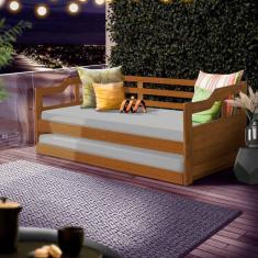 Imagem de Sofá Cama Confortável Solteiro Madeira Maciça Imbuia João Shop JM