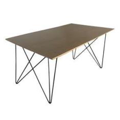 Imagem de Mesa De Madeira Trama Base Cobre Com Tampo Amêndoa 140 X 80 - New Green