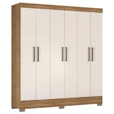 Imagem de Guarda Roupas Casal 6 Portas 2 Gavetas Amêndoa/Off White Verso Demóbile