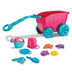 Imagem de Carrinho de Praia Infantil - Diver Praia - Carriola com Acessórios - Rosa - Divertoys