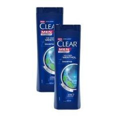 Imagem de Kit 2 Shampoos Clear Men Anticaspa Ice Cool Menthol 400ml