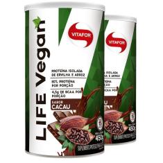 Imagem de Kit 2 Proteína Vegetal Life Vegan Vitafor 450G Chocolate