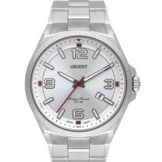 Imagem de Relógio Orient analógico com data em aço prata MBSS1386