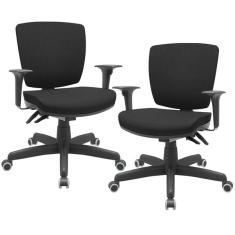Imagem de Kit 02 Cadeiras Escrit rio Executiva Office Girat ria Preto B