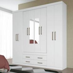 Imagem de Guarda Roupa Casal 8 Portas 4 Gavetas Nápoles com Espelhos Branco