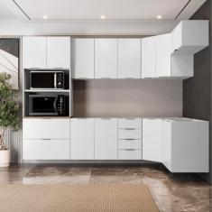 Imagem de Cozinha Modulada 7 Peças sem Tampo 3 Aéreos 3 Balcões e Torre Quente Ipanema Cabecasa Madeiramadeira Branco