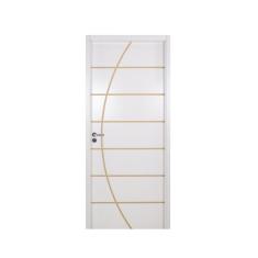 Imagem de Kit Porta de Madeira Decorada 215x84cm com Batente de MDF Ultra 16cm Neblina MGM Branco