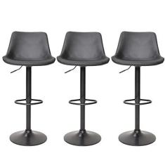 Imagem de Kit 3 Banqueta Alta Para Bar Balcão Bistro Restaurante Cozinha Roma Preta