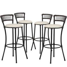 Imagem de Kit 4 Banquetas Alta Forts Fio de Fibra Proteção UV Bancada, Área Gour