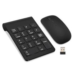 Imagem de TRELC Teclado numérico sem fio, mini teclado numérico de 2,4 G, 18 teclas, teclado numérico de contabilidade financeira silenciosa, extensões de teclado numérico com mouse sem fio para laptop, PC,