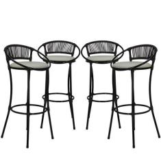 Imagem de Conjunto 4 Banquetas Havaí em Fio de Fibra Artesanal para Bancada, Bal