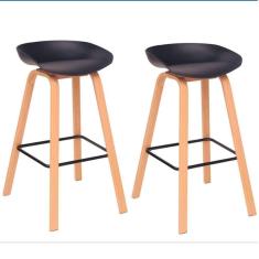 Imagem de Kit Com 2 Banquetas Toledo Assento Em Polipropileno E Base Em Aço Fratini Preto