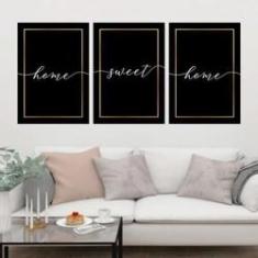 Imagem de Kit 3 Quadros Decorativos Home Sweet Home -  45X34Cm