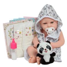 Imagem de Boneca Reborn Realista Menina Larinha Saída De Banho Panda - Cegonha R