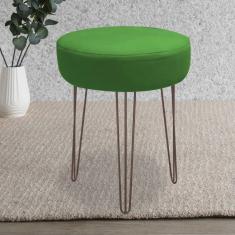 Imagem de Banqueta Puff Jullia Luxo 55cm Industrial Ferro Marrom Sintético Verde - Ahazzo Móveis