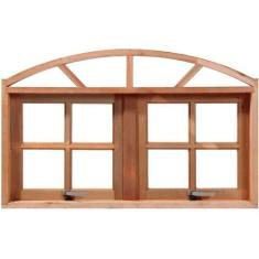 Imagem de Janela Maxim-Ar Quadriculada 100cm Arco em Madeira Maciça Cedro Arana 