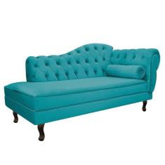 Imagem de Diva Recamier Diana 130Cm Lado Esquerdo Suede - Amarena Móveis Cor Azul Turquesa