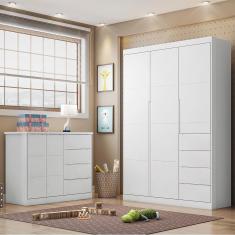 Imagem de Jogo De Quarto Infantil Eloá Com Guarda Roupa E Cômoda Branco - Phoenix Baby Branco