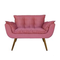 Imagem de Namoradeira Poltrona Sofá 2 Lugares Sala de Estar Opala Suede Rosa - LM DECOR