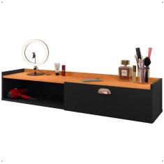 Imagem de Penteadeira Camarim Decor Suspensa Mesa Bancada Cantinho Maquiagem Porta Nicho Decoração Quarto Luxo – RPM