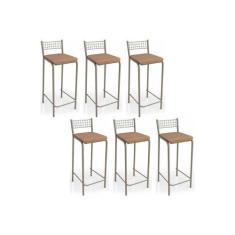 Imagem de Banqueta Gênova B705 Kit 6 Un Niquel/Capuccino 31 - Kappesberg