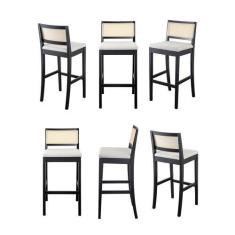 Imagem de Kit 6 Banquetas com Encosto e Apoio para Pés Tiê Cabecasa Madeiramadei