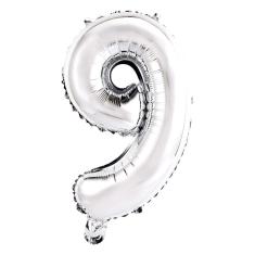 Imagem de Balão Metalizado Número 9 Prata 16" (40cm) - Mundo Bizarro