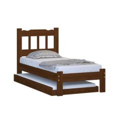 Imagem de Cama Solteiro Reforçada Perola Com Auxiliar Cor Castanho - Nemargi